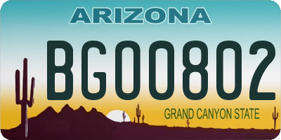 AZ license plate BGO0802