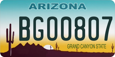 AZ license plate BGO0807