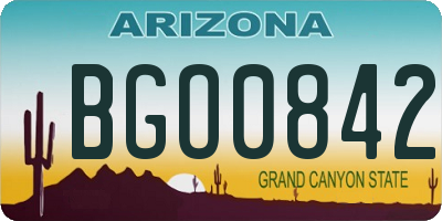 AZ license plate BGO0842