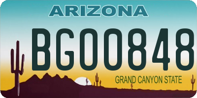 AZ license plate BGO0848