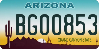 AZ license plate BGO0853