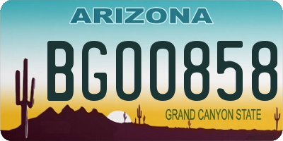 AZ license plate BGO0858
