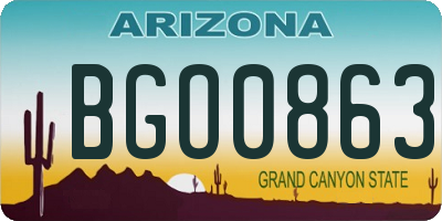 AZ license plate BGO0863