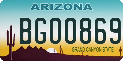 AZ license plate BGO0869