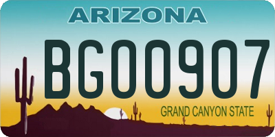 AZ license plate BGO0907