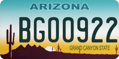 AZ license plate BGO0922
