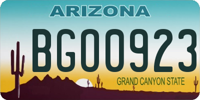 AZ license plate BGO0923