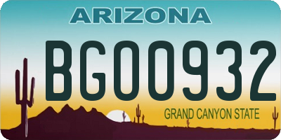 AZ license plate BGO0932