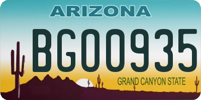 AZ license plate BGO0935