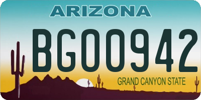 AZ license plate BGO0942