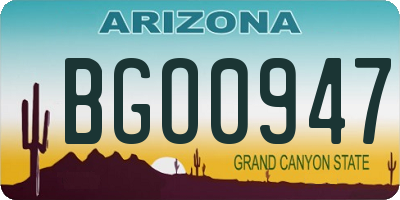 AZ license plate BGO0947