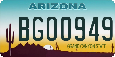 AZ license plate BGO0949