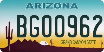 AZ license plate BGO0962