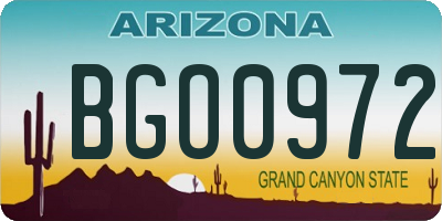 AZ license plate BGO0972
