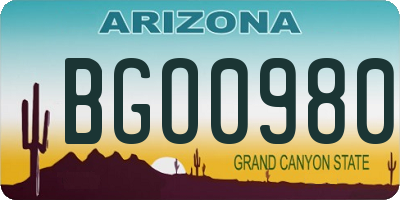AZ license plate BGO0980
