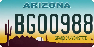 AZ license plate BGO0988