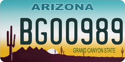 AZ license plate BGO0989