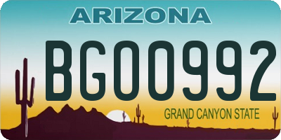 AZ license plate BGO0992