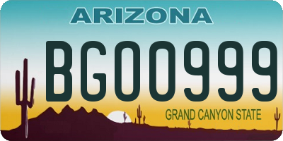 AZ license plate BGO0999