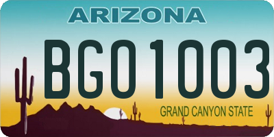 AZ license plate BGO1003