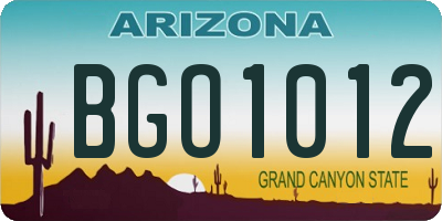 AZ license plate BGO1012