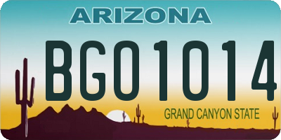 AZ license plate BGO1014