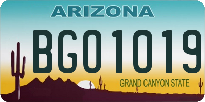 AZ license plate BGO1019