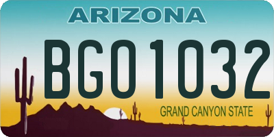 AZ license plate BGO1032