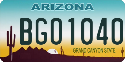 AZ license plate BGO1040