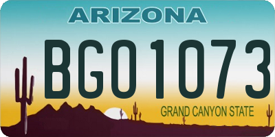 AZ license plate BGO1073