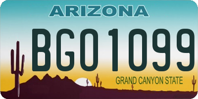 AZ license plate BGO1099