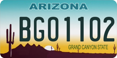 AZ license plate BGO1102