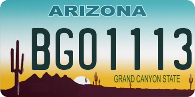 AZ license plate BGO1113