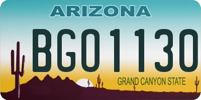 AZ license plate BGO1130