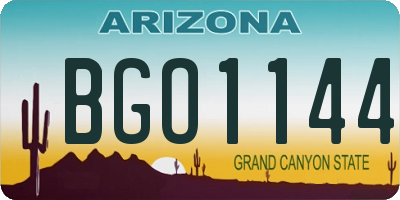 AZ license plate BGO1144