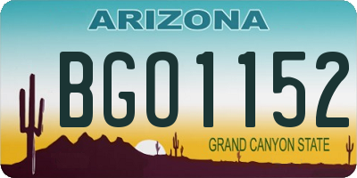 AZ license plate BGO1152