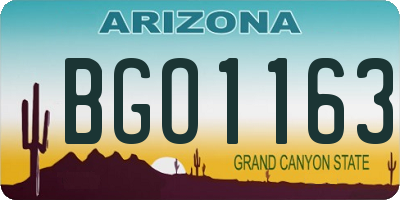 AZ license plate BGO1163