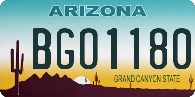 AZ license plate BGO1180