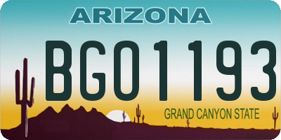 AZ license plate BGO1193