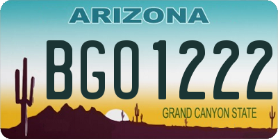 AZ license plate BGO1222