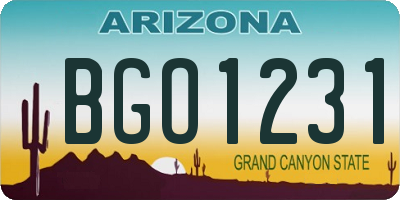 AZ license plate BGO1231