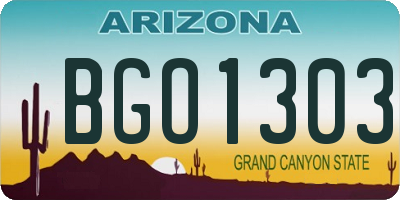 AZ license plate BGO1303