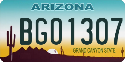 AZ license plate BGO1307