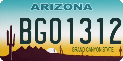 AZ license plate BGO1312