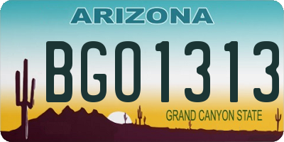 AZ license plate BGO1313