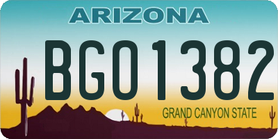 AZ license plate BGO1382