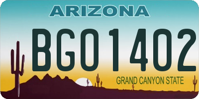 AZ license plate BGO1402