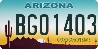 AZ license plate BGO1403