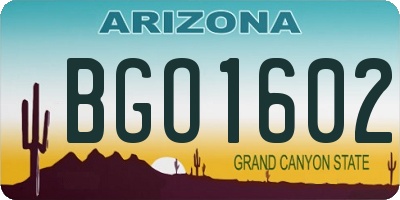 AZ license plate BGO1602