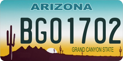 AZ license plate BGO1702